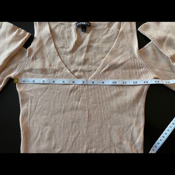 Express Cold Shoulder Ruffle Long Sleeve Sweater - Picture 10 of 11